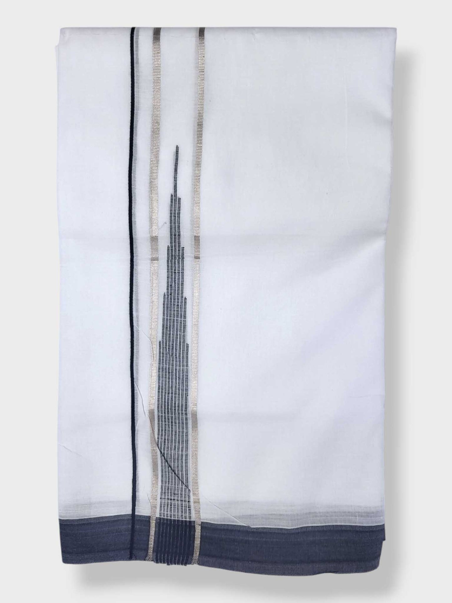 Pure White Chuttikara Double Dhoti with Black Border