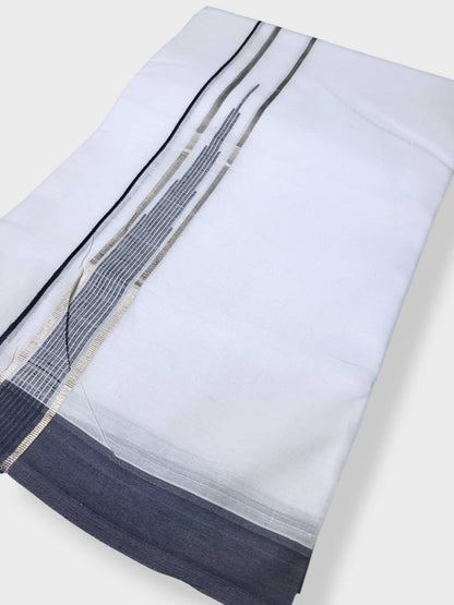 Pure White Chuttikara Double Dhoti with Black Border