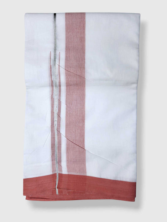 Pure White Cotton Men's Double Dhoti