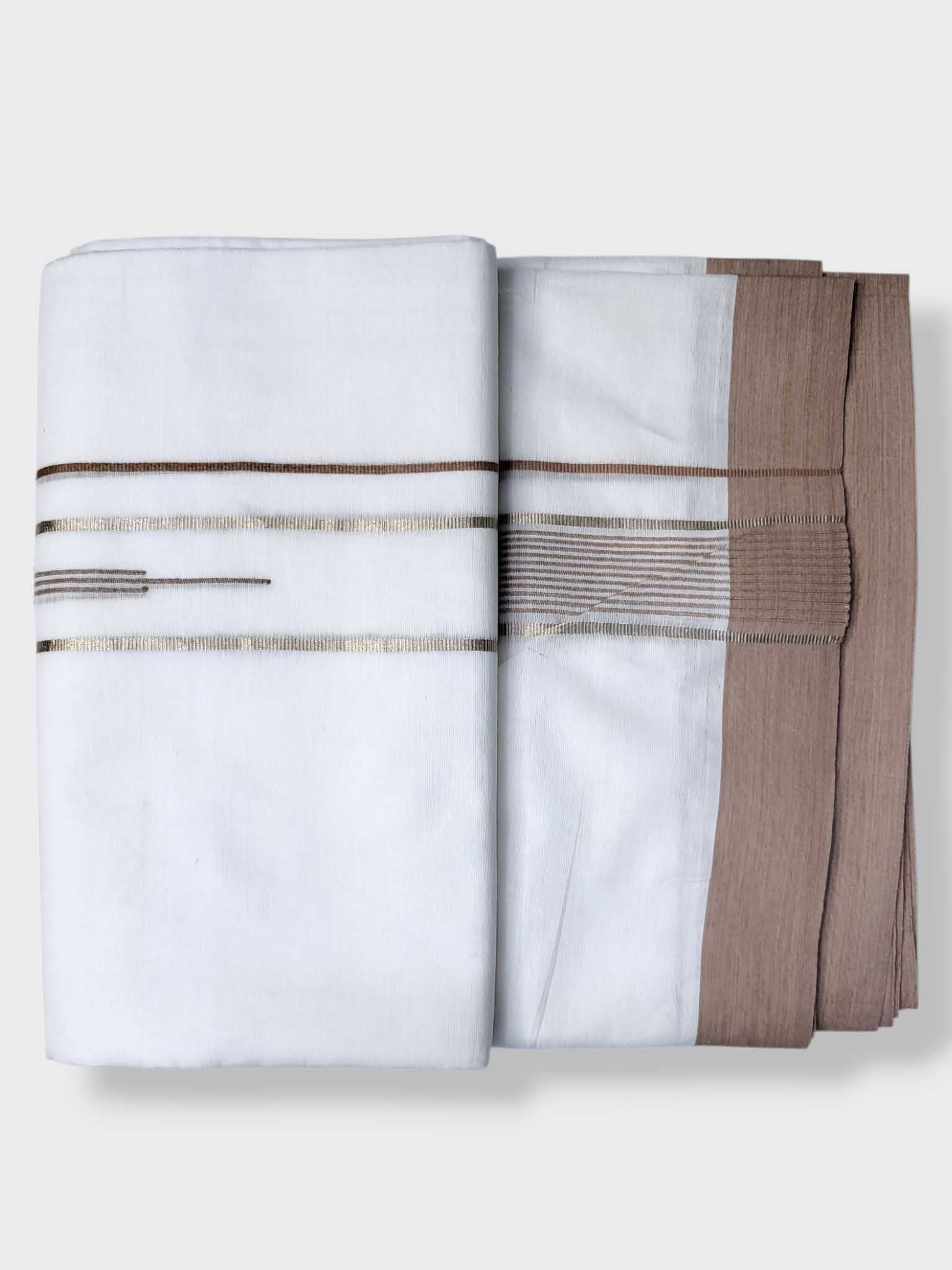 Pure White Cotton Men's Double Dhoti