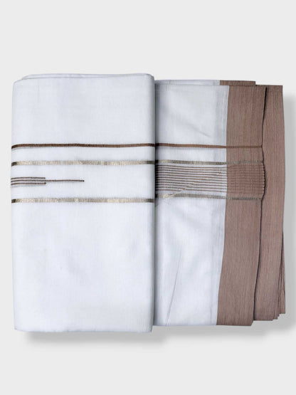 Pure White Cotton Men's Double Dhoti