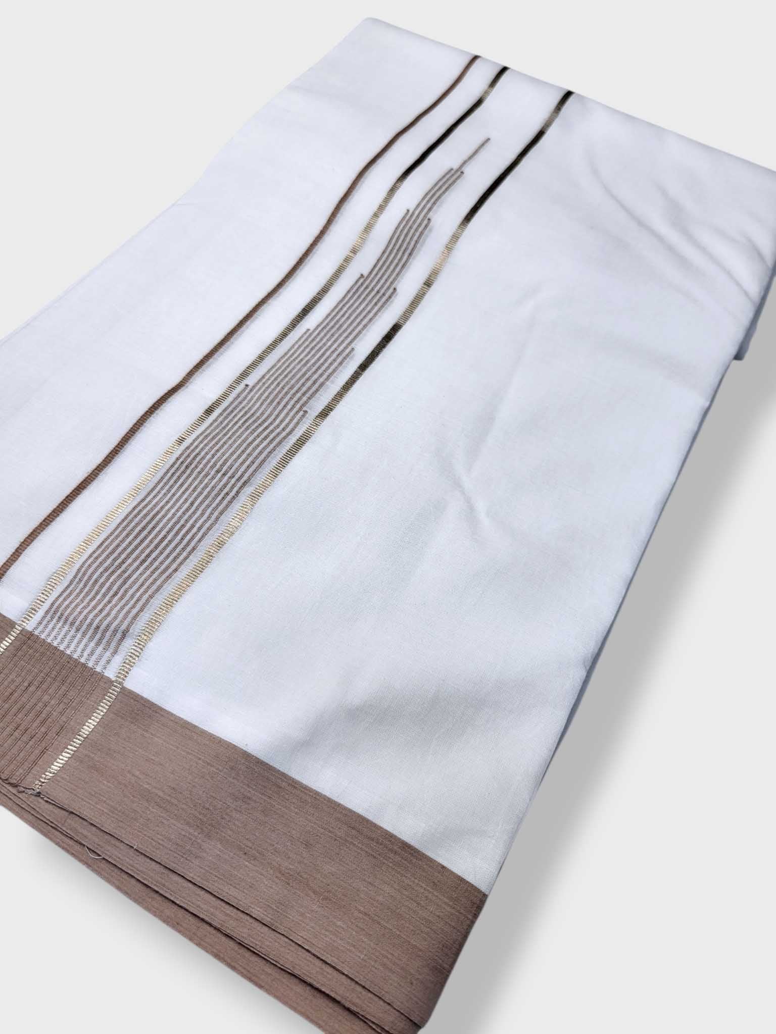 Pure White Cotton Men's Double Dhoti
