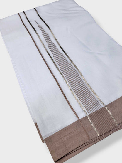 Pure White Cotton Men's Double Dhoti