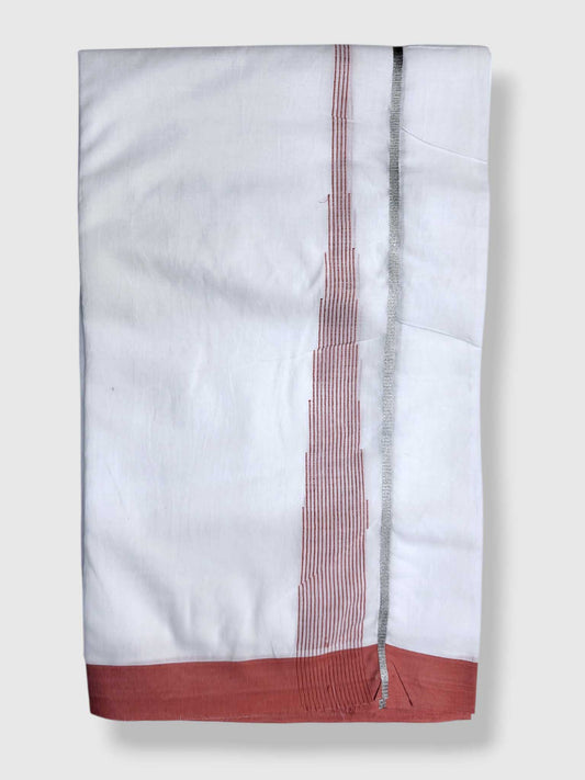 Pure White Cotton Men's Double Dhoti