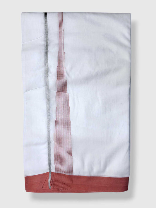 Pure White Cotton Men's Double Dhoti