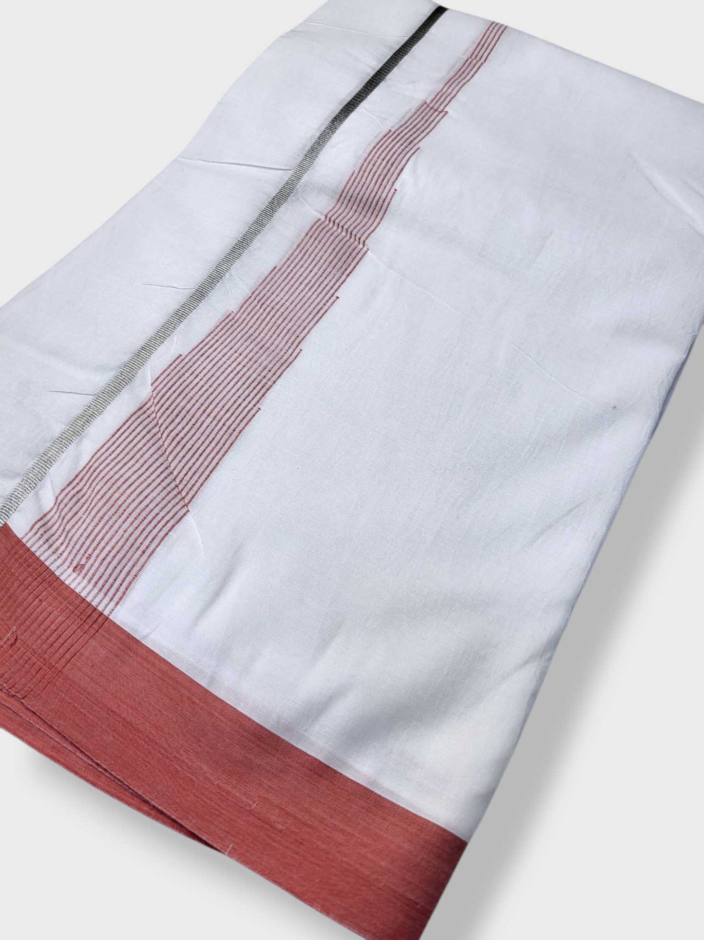 Pure White Cotton Men's Double Dhoti