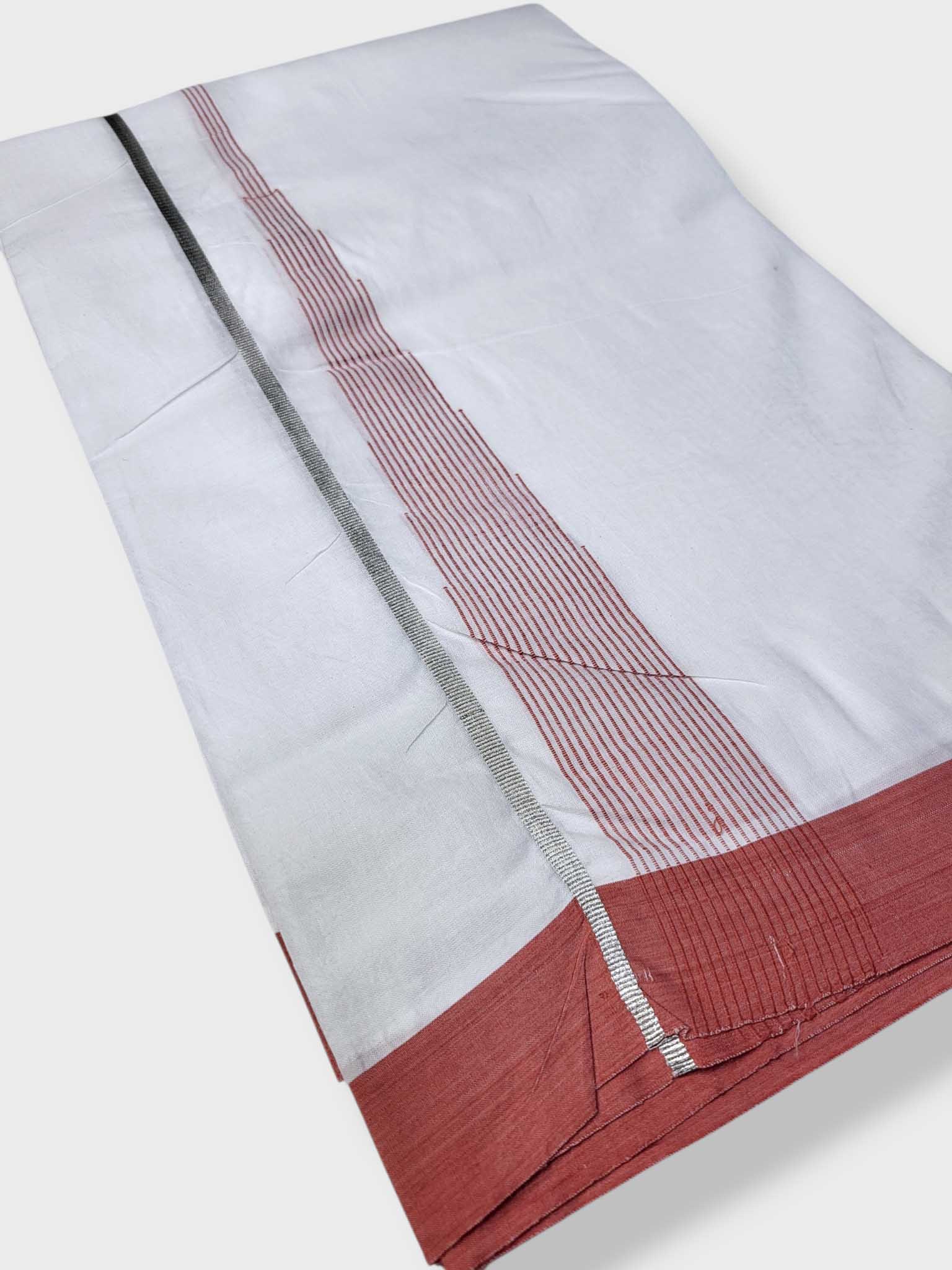 Pure White Cotton Men's Double Dhoti
