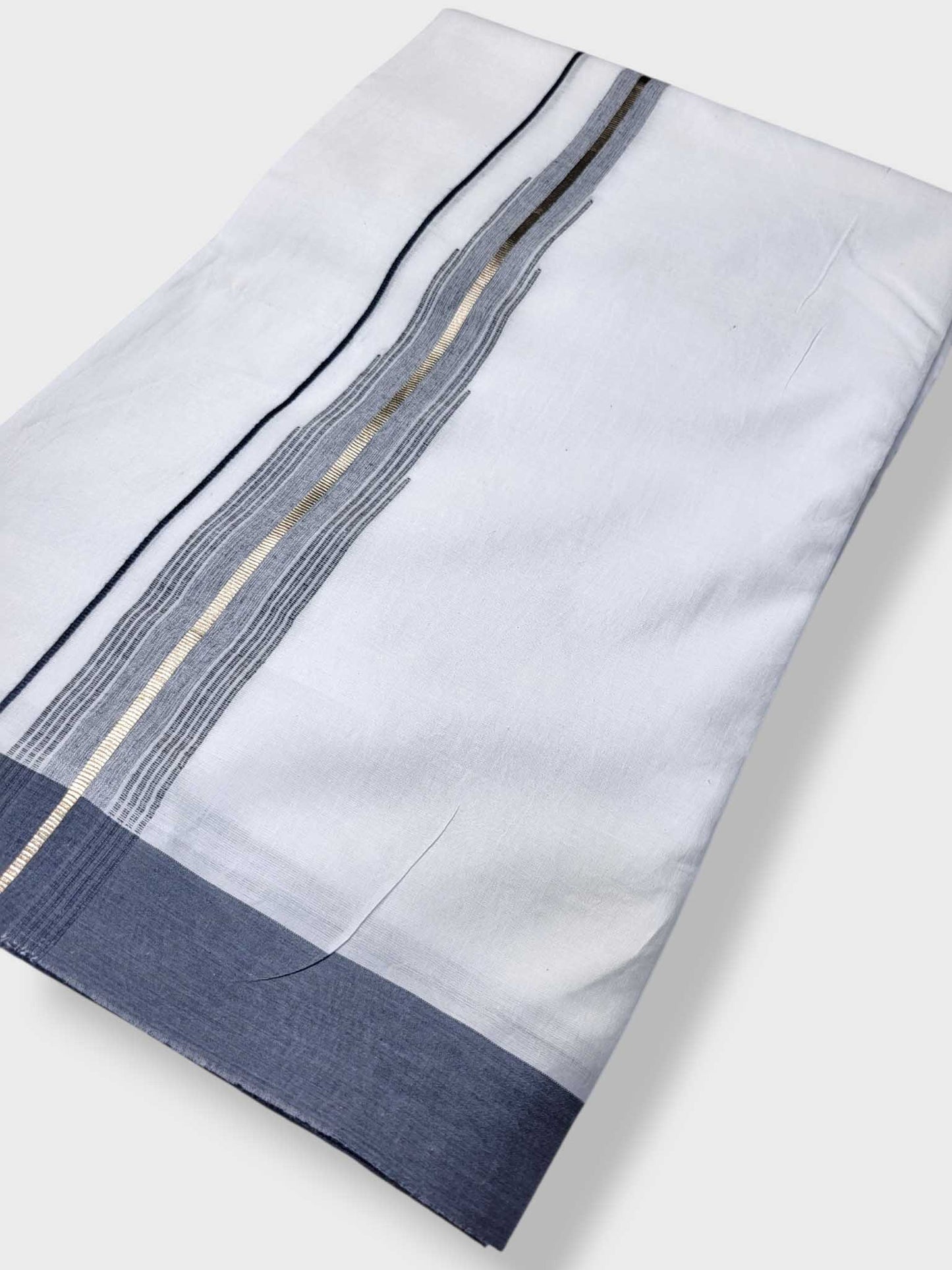 Pure White Cotton Men's Double Dhoti