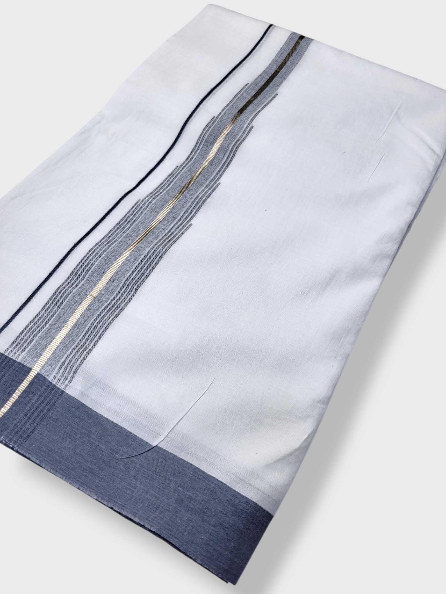 Pure White Cotton Men's Double Dhoti
