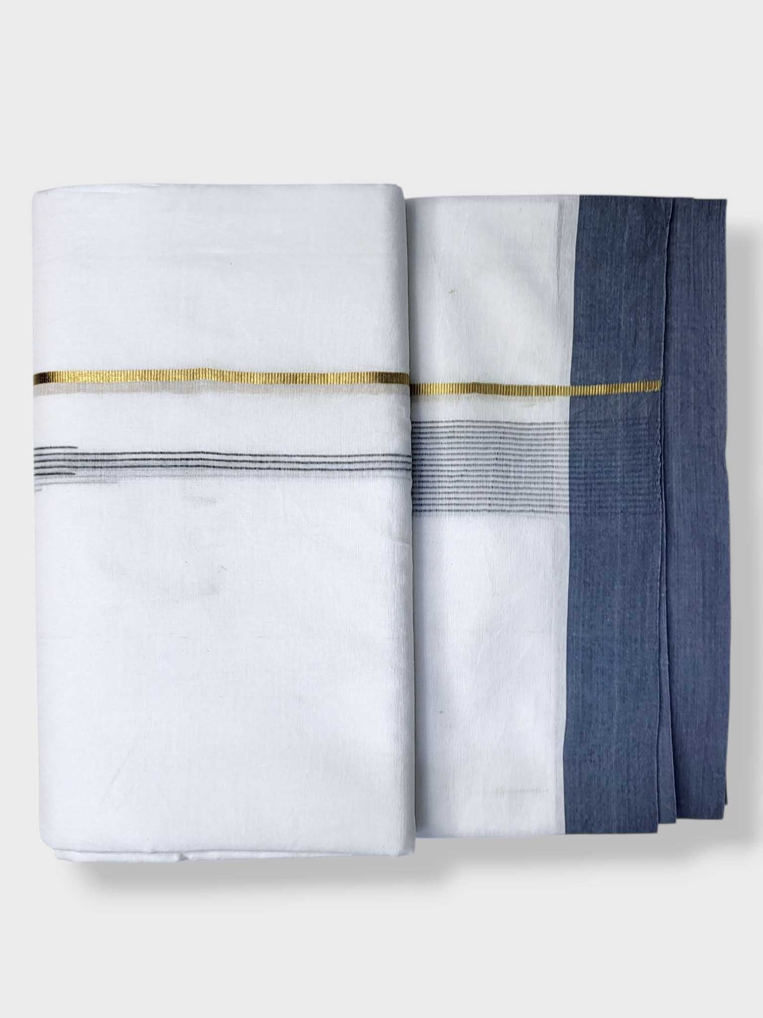 Pure White Cotton Men's Double Dhoti