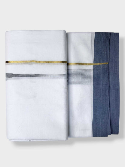 Pure White Cotton Men's Double Dhoti