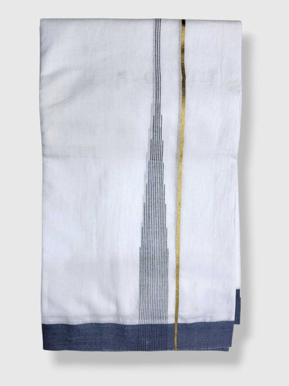 Pure White Cotton Men's Double Dhoti