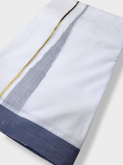 Pure White Cotton Men's Double Dhoti