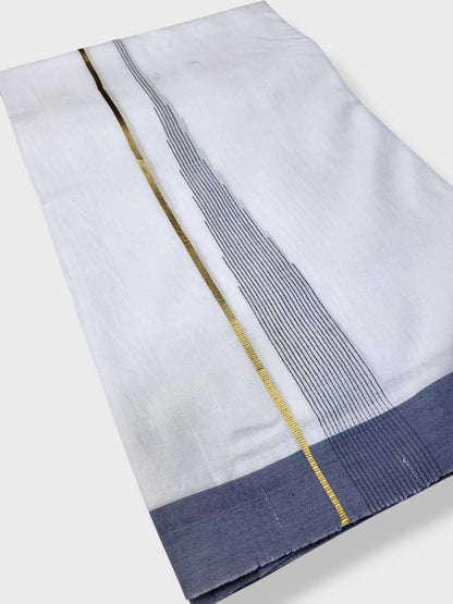 Pure White Cotton Men's Double Dhoti
