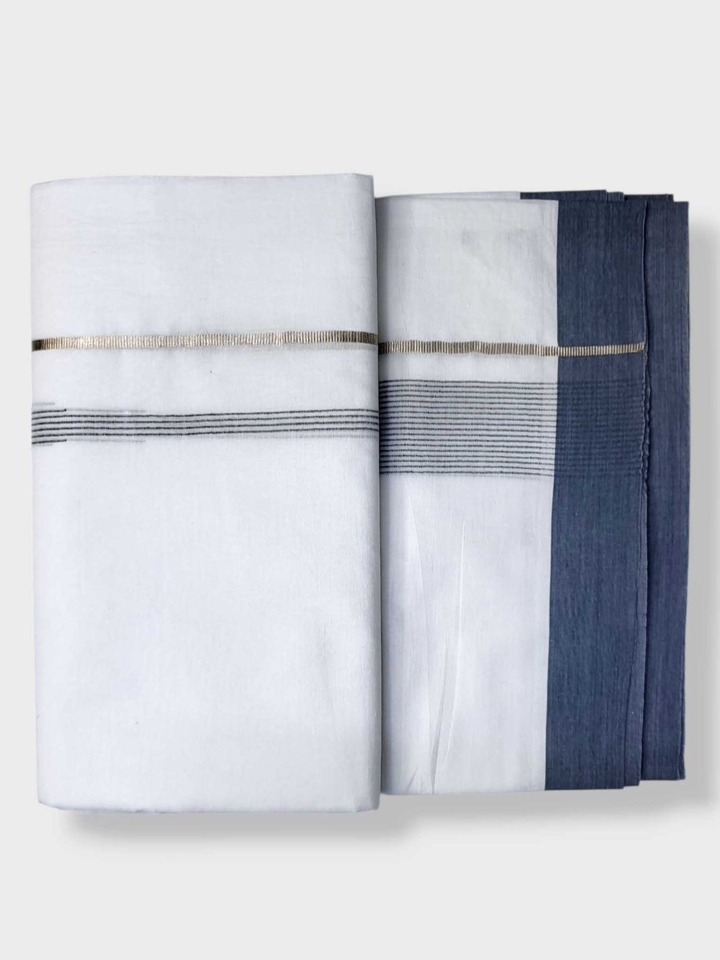 Pure White Cotton Men's Double Dhoti
