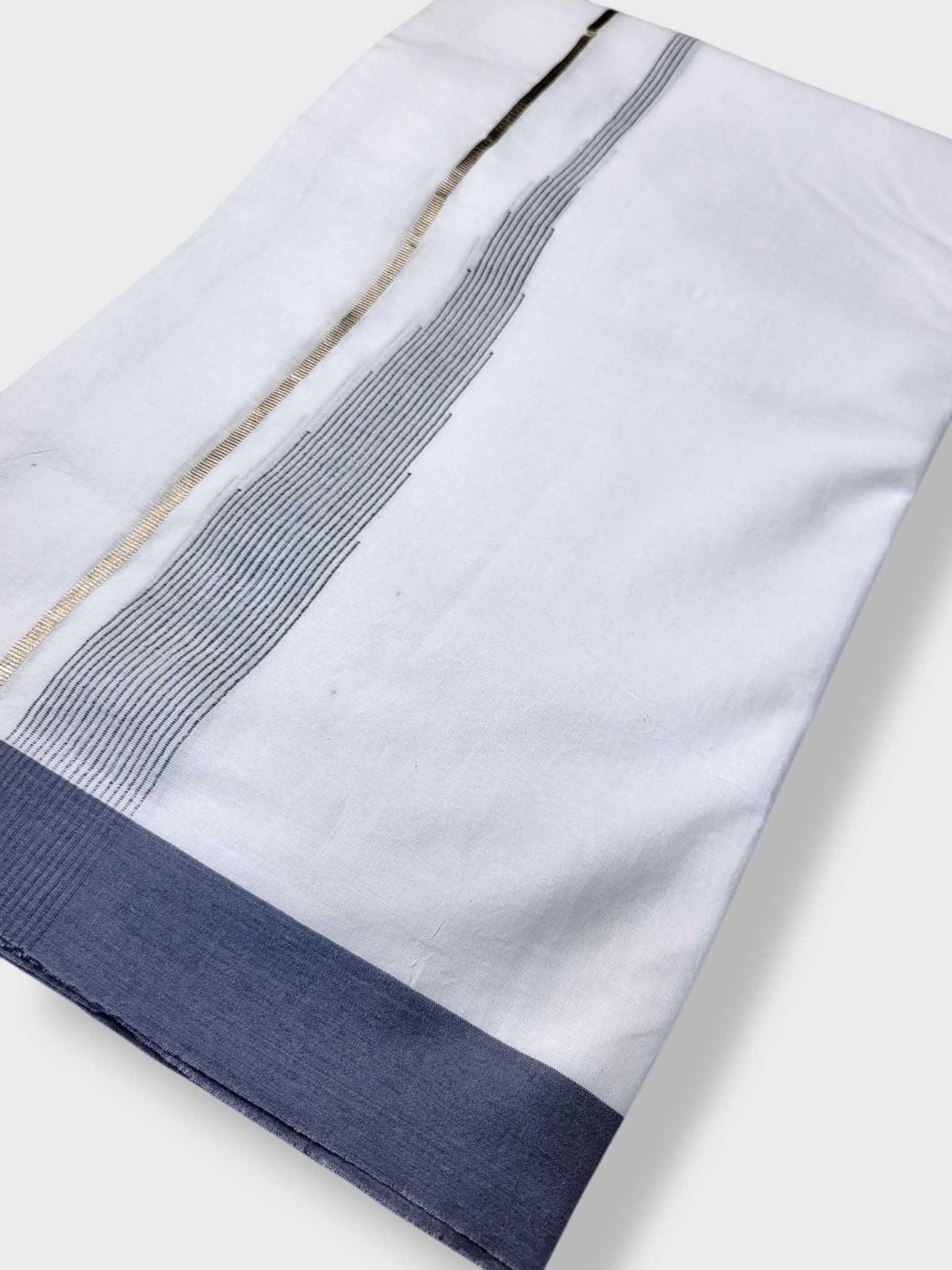 Pure White Cotton Men's Double Dhoti