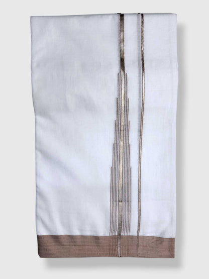 Pure White Cotton Men's Double Dhoti