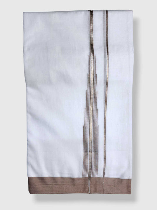 Pure White Cotton Men's Double Dhoti