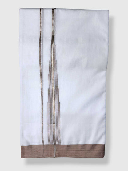 Pure White Cotton Men's Double Dhoti