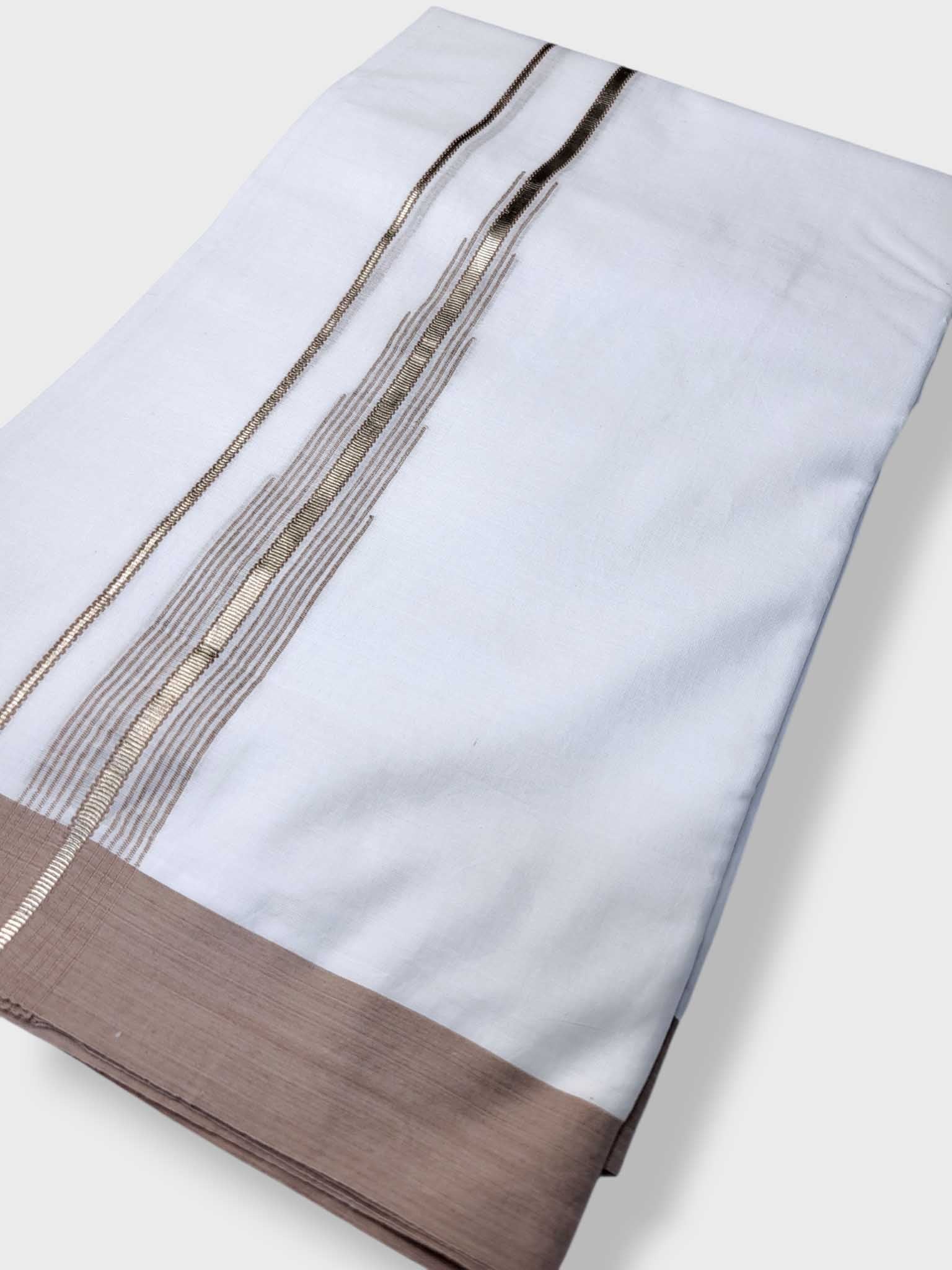 Pure White Cotton Men's Double Dhoti