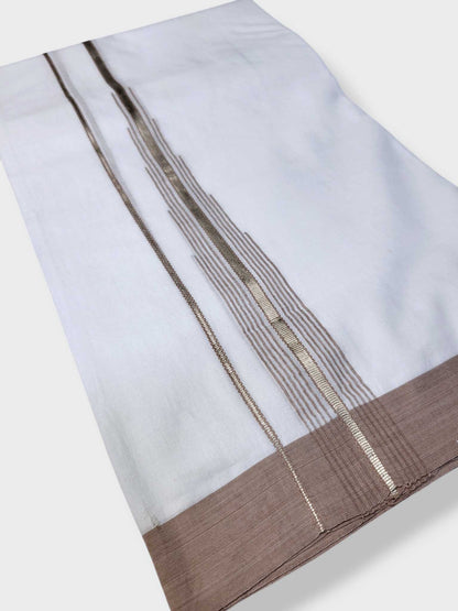 Pure White Cotton Men's Double Dhoti