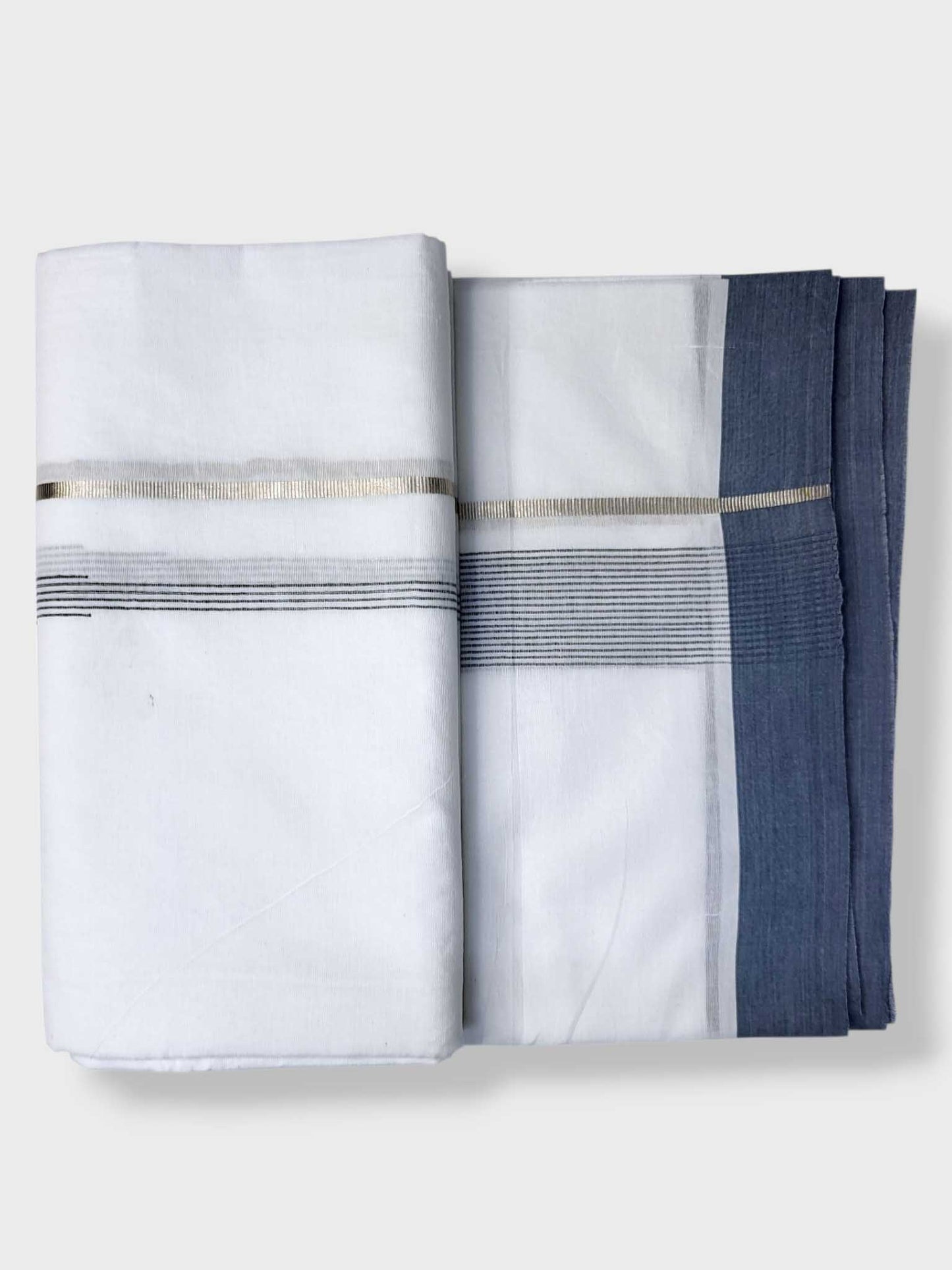 Pure White Cotton Men's Double Dhoti