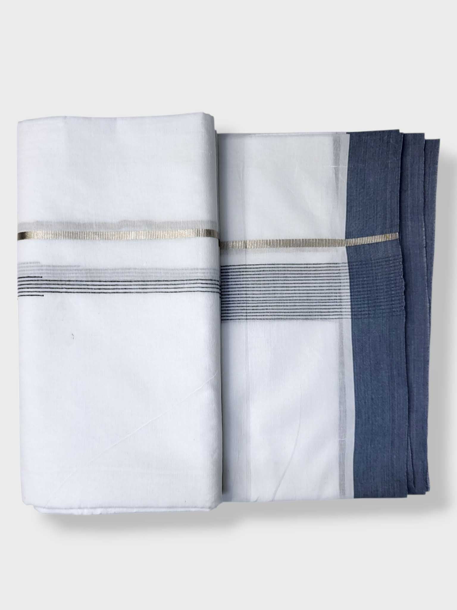 Pure White Cotton Men's Double Dhoti