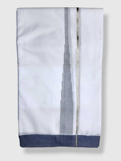 Pure White Cotton Men's Double Dhoti