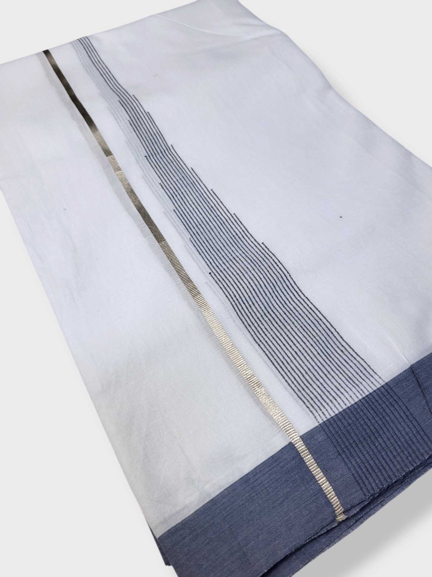 Pure White Cotton Men's Double Dhoti