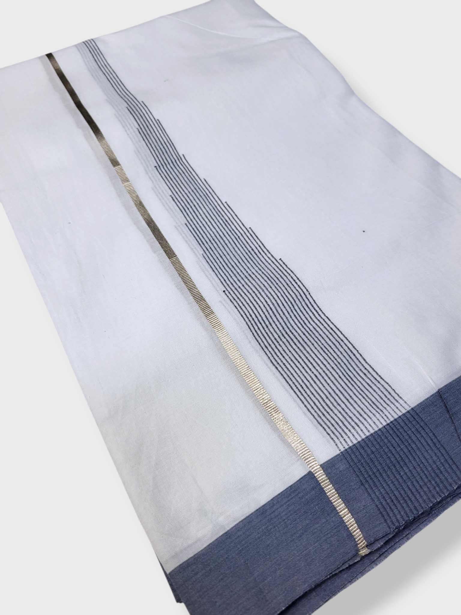 Pure White Cotton Men's Double Dhoti