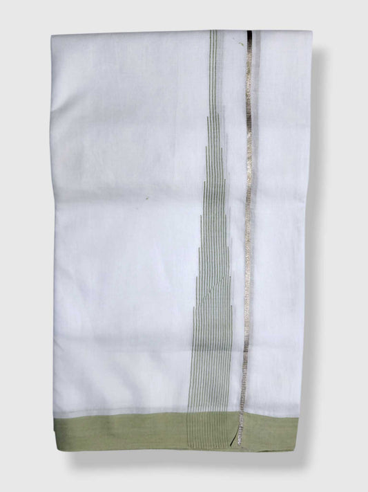 Pure White Cotton Men's Double Dhoti