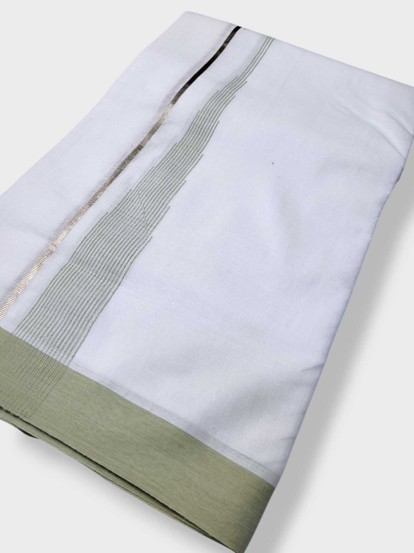 Pure White Cotton Men's Double Dhoti
