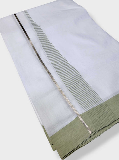 Pure White Cotton Men's Double Dhoti