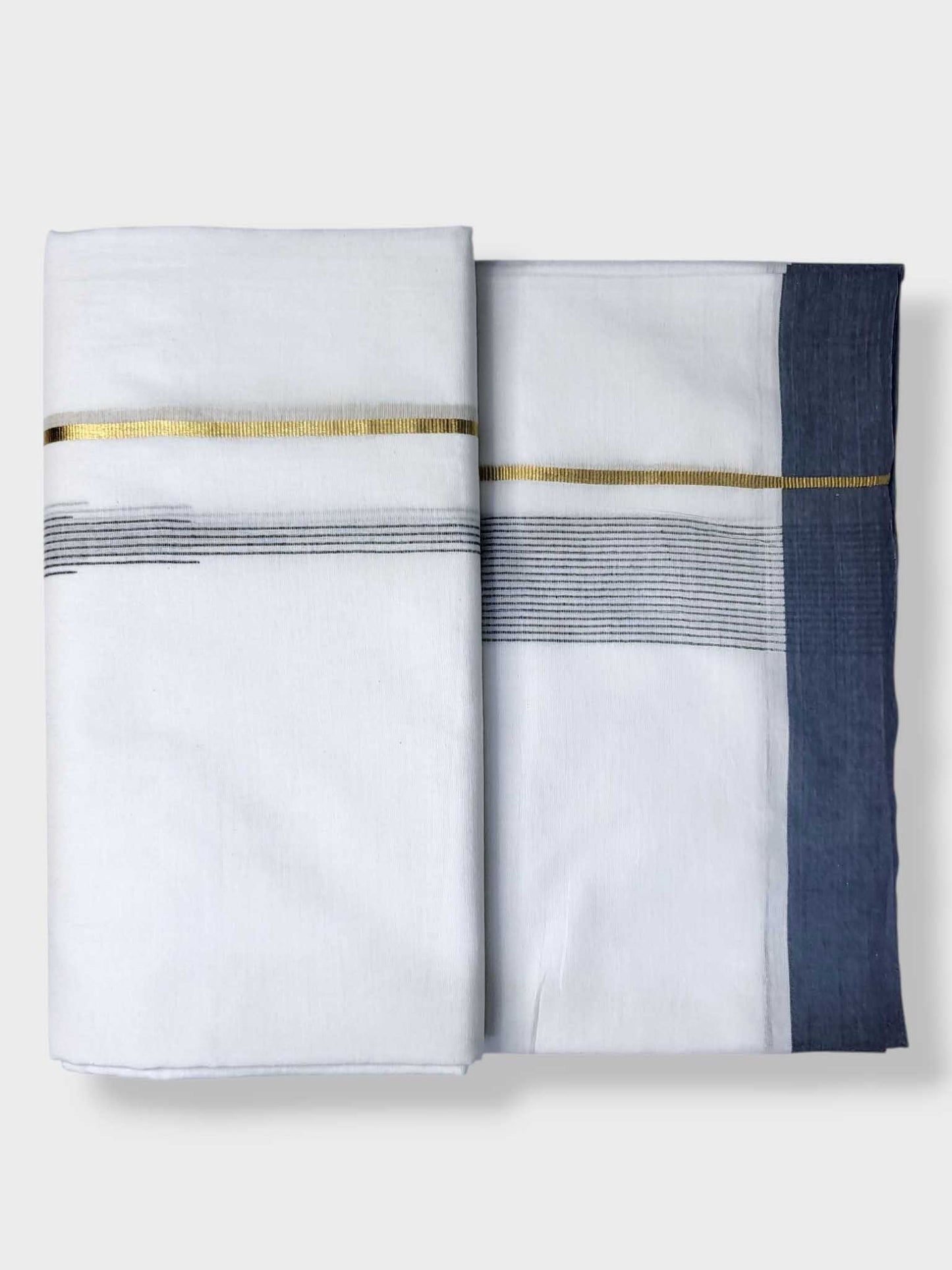Pure White Cotton Men's Double Dhoti