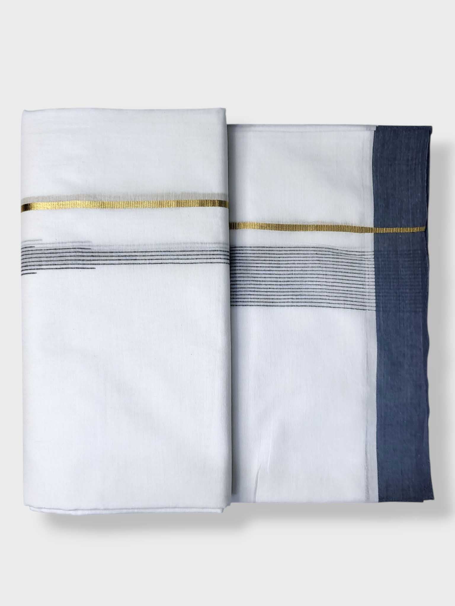 Pure White Cotton Men's Double Dhoti