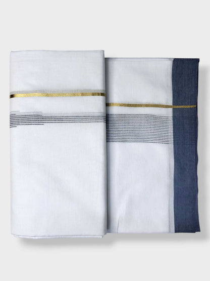 Pure White Cotton Men's Double Dhoti