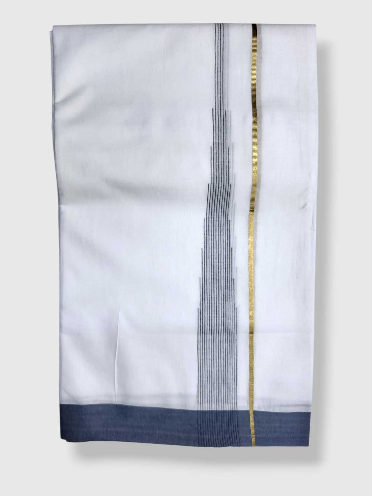 Pure White Cotton Men's Double Dhoti