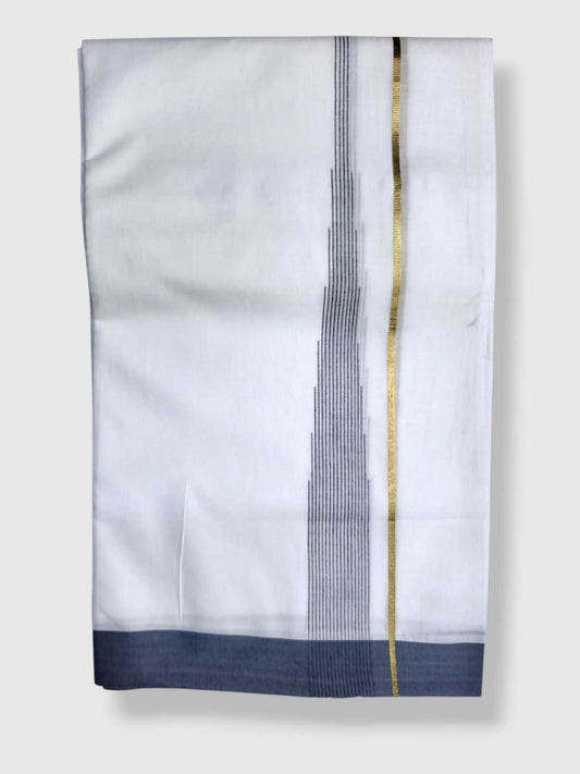 Pure White Cotton Men's Double Dhoti