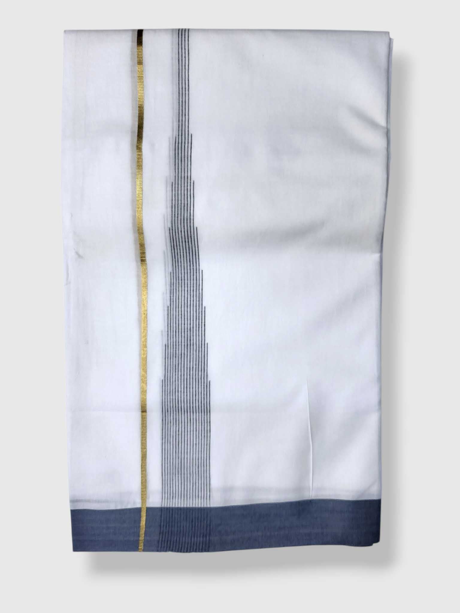 Pure White Cotton Men's Double Dhoti