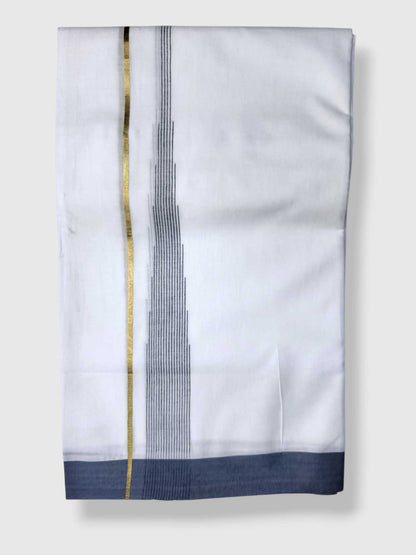 Pure White Cotton Men's Double Dhoti