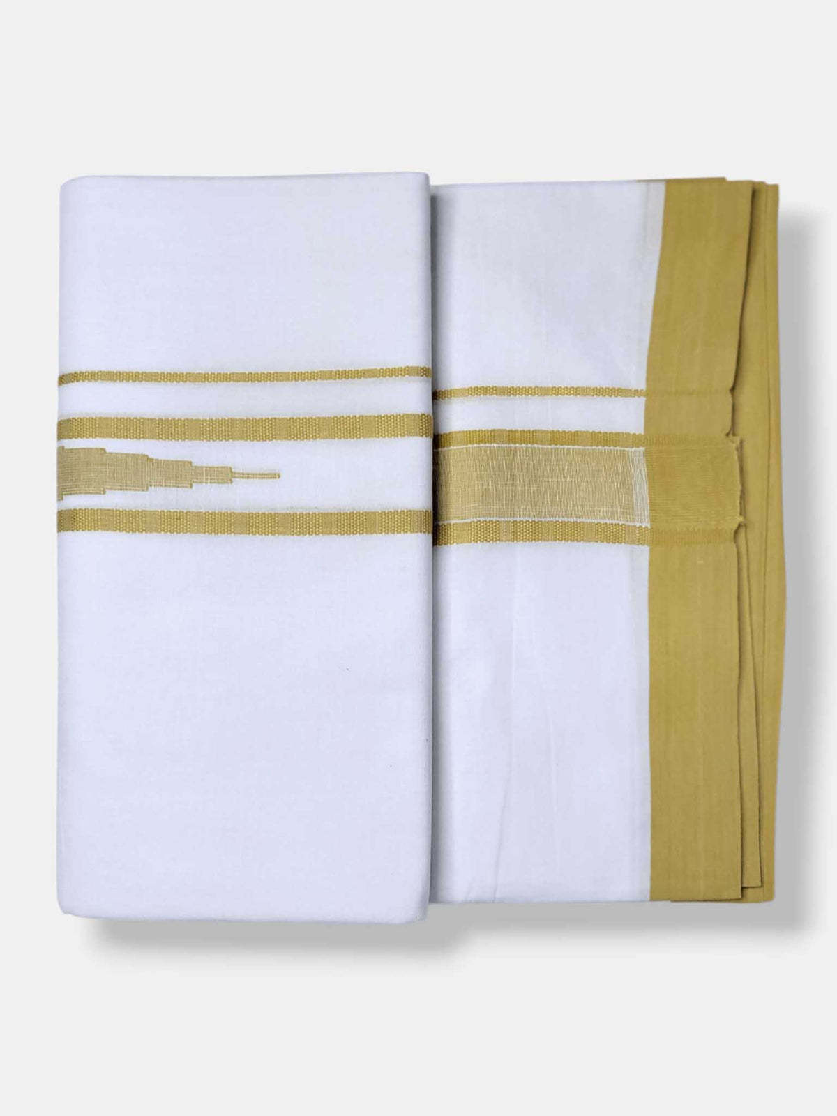 Pure White Cotton Men's Double Dhoti