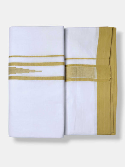 Pure White Cotton Men's Double Dhoti