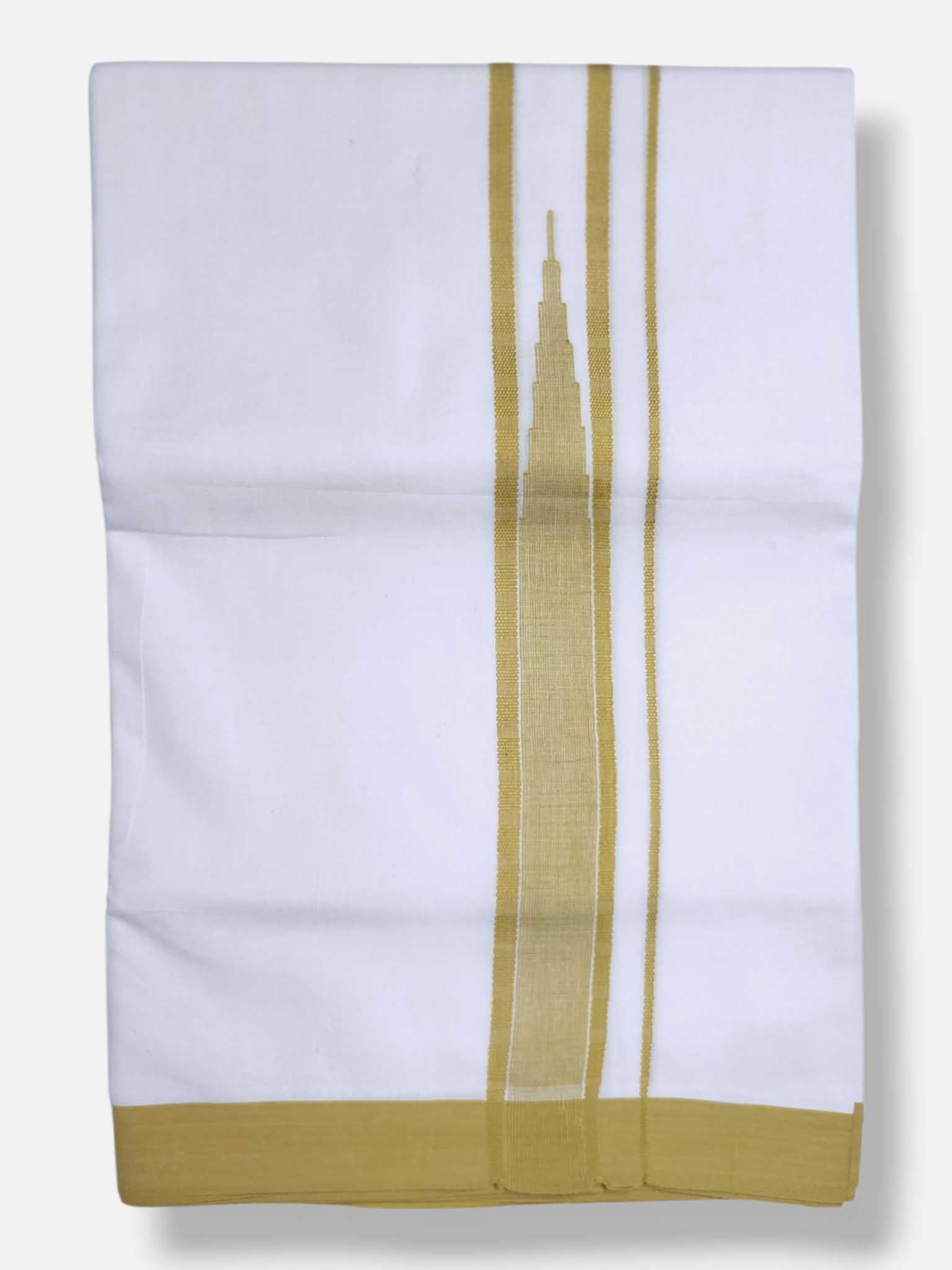 Pure White Cotton Men's Double Dhoti
