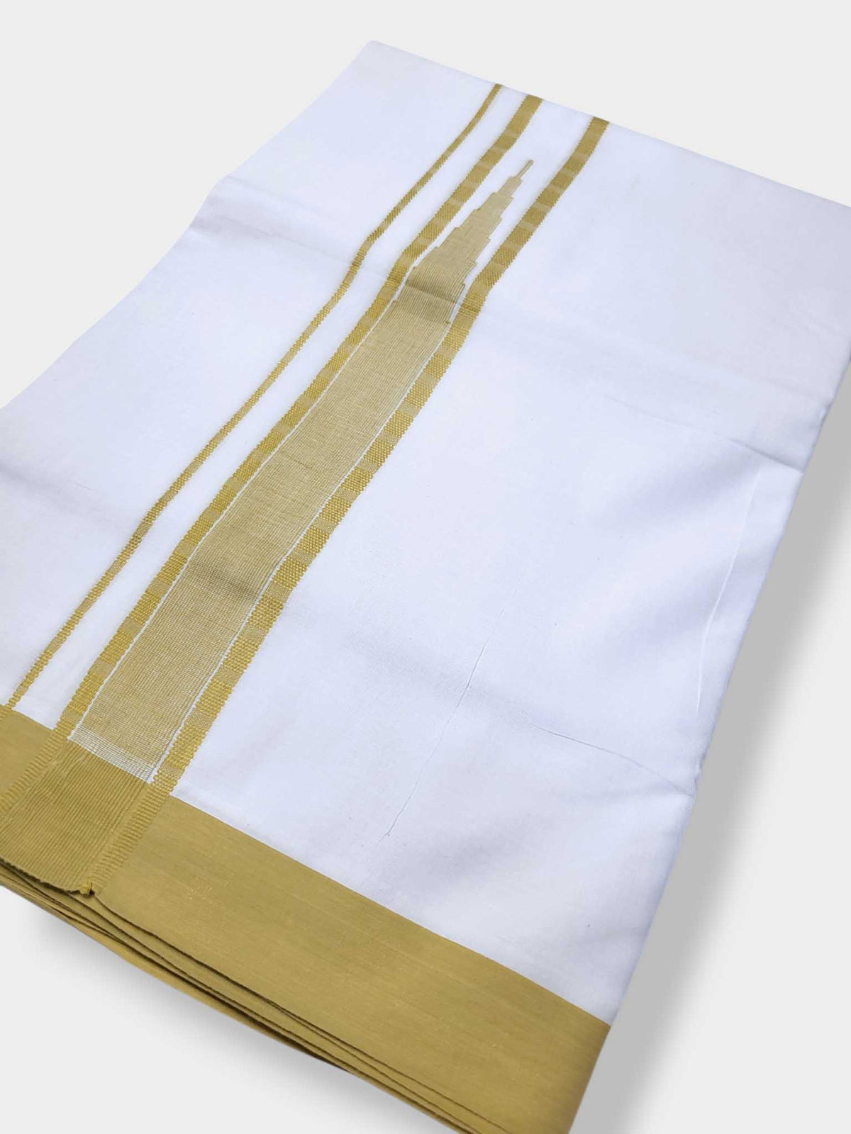 Pure White Cotton Men's Double Dhoti