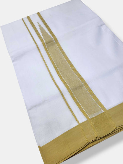 Pure White Cotton Men's Double Dhoti
