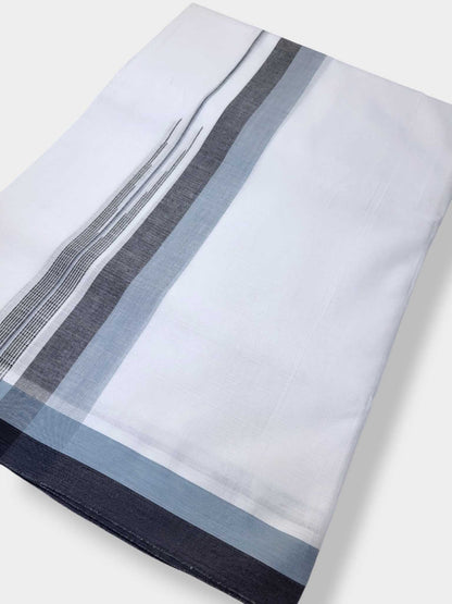 Pure White Cotton Men's Double Dhoti