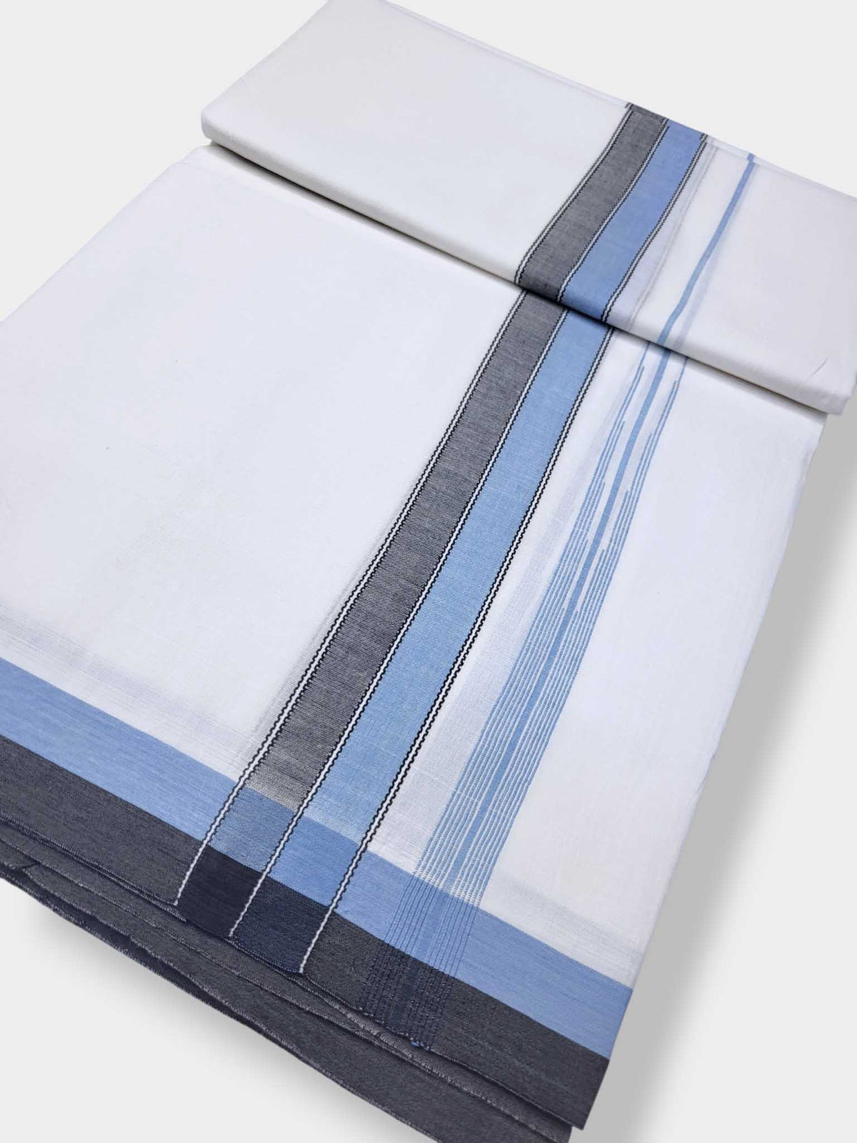 Pure White Cotton Men's Double Dhoti