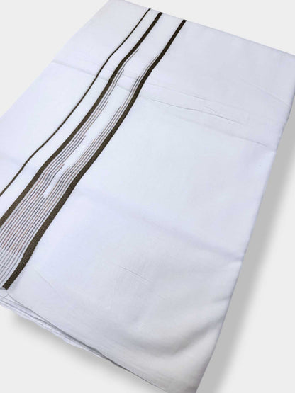 Pure White Cotton Men's Double Dhoti