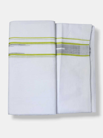 Pure White Cotton Men's Double Dhoti