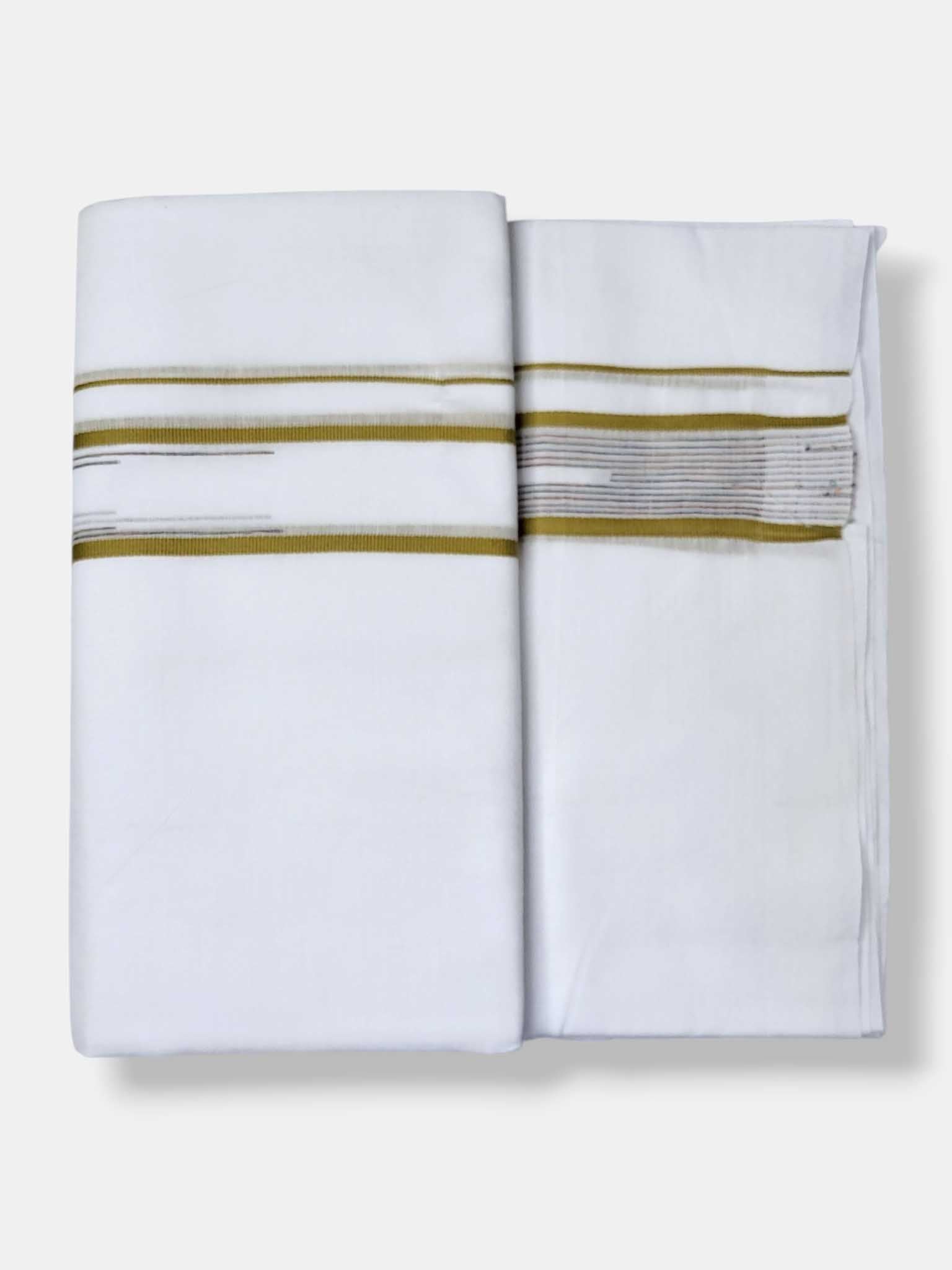 Pure White Cotton Men's Double Dhoti